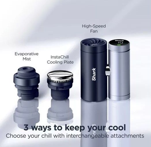 Shark ChillPill 3-in-1 Portable Fan with Mist & InstaChill Cooling System – Carbon